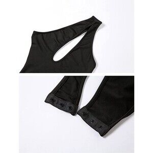 One Shoulder Thong Bodysuit Cut Out Sleeveless Leotard Tops Sz S